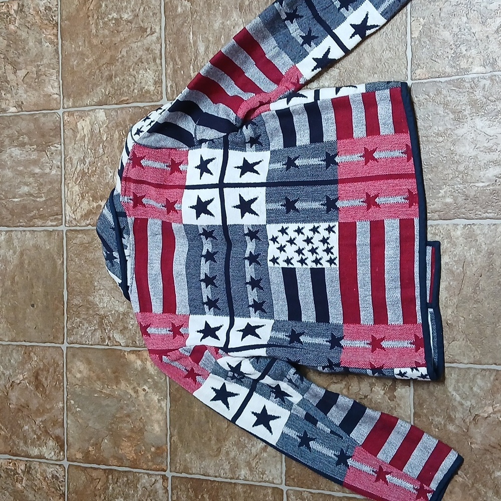EUC Bedford Fair American Patriotic Star and Stripe Tapestry Blazer Size SP - Picture 5 of 6